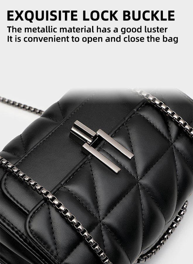 Women's Crossbody Bag Designer Handbag Women's Shoulder Bag Multifunctional Crossbody Bag Chain Bag PU Leather Black - Image 3