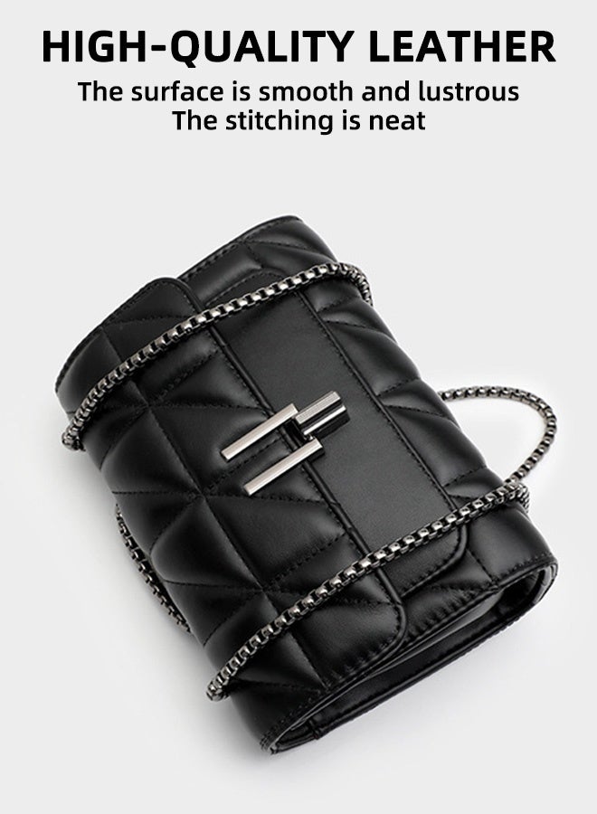 Women's Crossbody Bag Designer Handbag Women's Shoulder Bag Multifunctional Crossbody Bag Chain Bag PU Leather Black - Image 2
