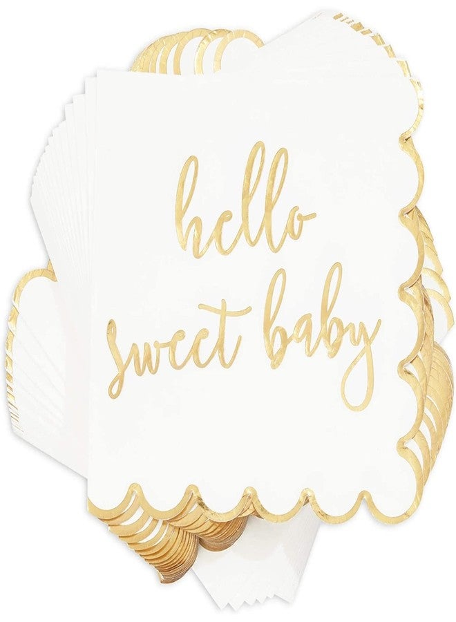 Sparkle and Bash 50 Pack Scalloped Hello Sweet Baby Napkins for Baby Shower Decorations (6.3 In) - Image 4