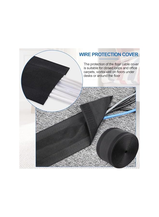 promass Black Floor Cable Cover Protector, 500cm*10cm Reusable Eco-Friendly Durable Cable Cord Cover, Wire Covers Hider Cables, Floor Cable Tidy Used for Home, Commercial, Office, Carpet - Image 4