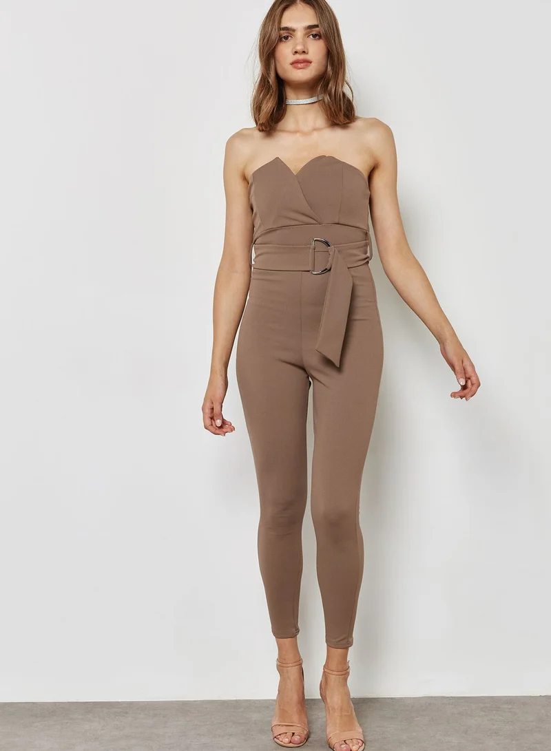Missguided Bandeau Wrap Belted Jumpsuit