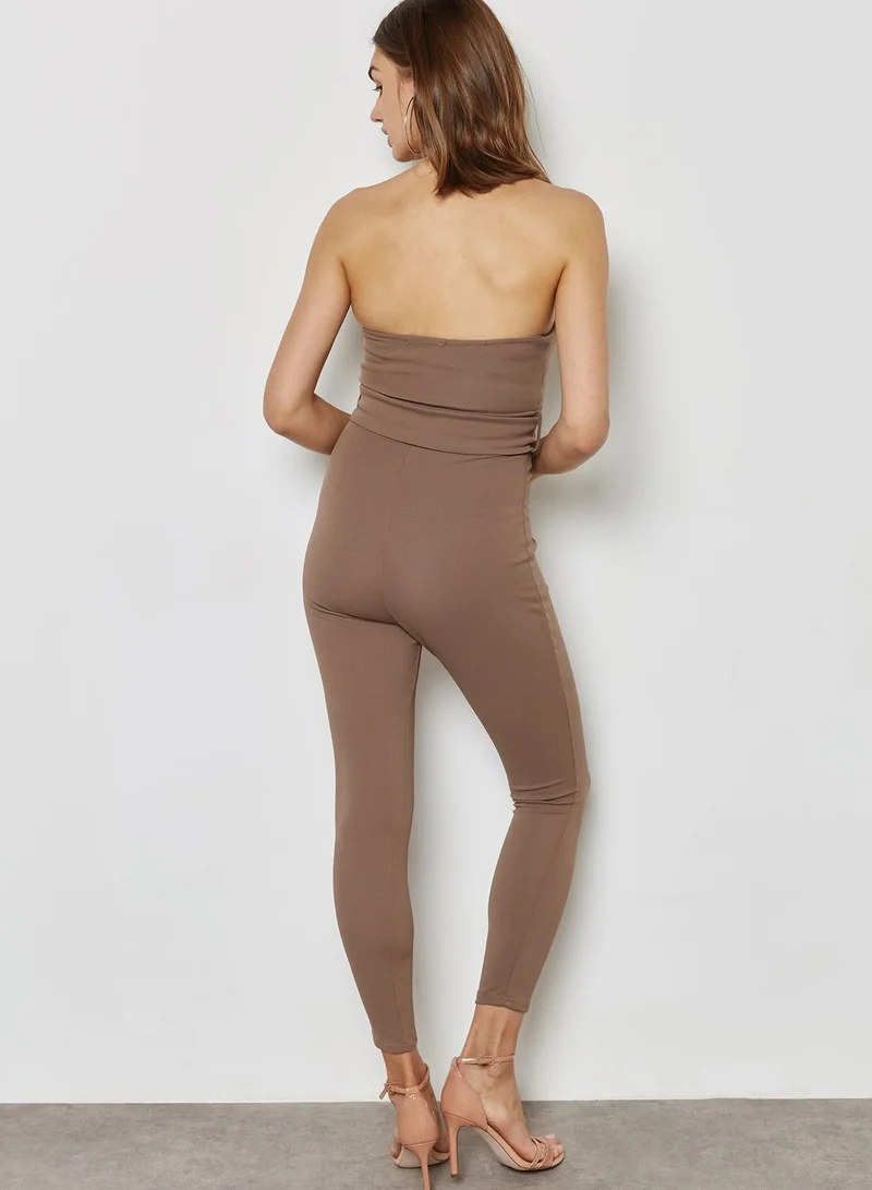Missguided Bandeau Wrap Belted Jumpsuit