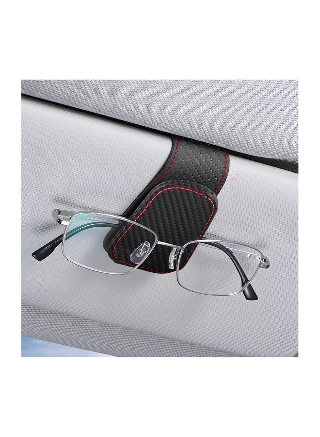 Sunglasses Holders for Car Sun Visor, Leather Eyeglasses Hanger Mounter, Magnetic Glasses Holder and Ticket Card Clip, Auto Interior Accessories Universal for SUV Pickup Truck - Image 1