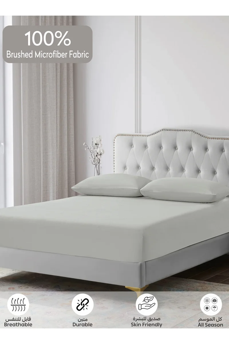 دوناتيلا Bedding Fitted Sheet - Fits 200x200 Cm For King Bed - 3 Pcs (1 Fitted Sheet and 2 Pillowcases) - 35 Cm Deep Pocket - Solid Bed Sheet