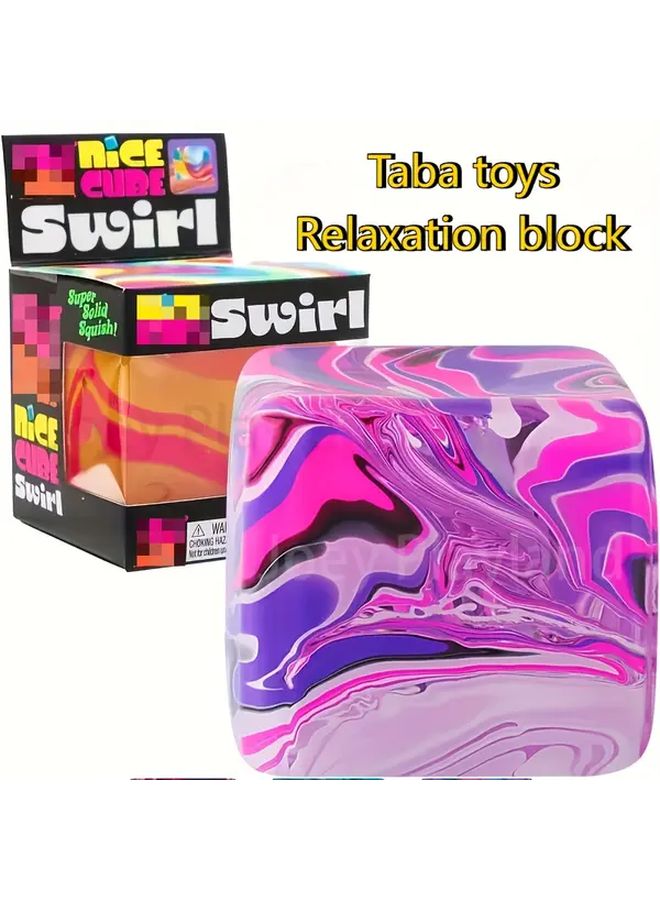 Large Purple Sensory Squeeze Cube Fluid Ice Toy for Kids Adults Soft Durable TPR Rotating Fidget - Image 2