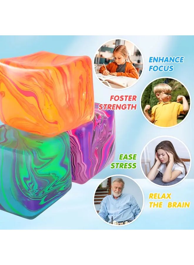 Large Purple Sensory Squeeze Cube Fluid Ice Toy for Kids Adults Soft Durable TPR Rotating Fidget - Image 4
