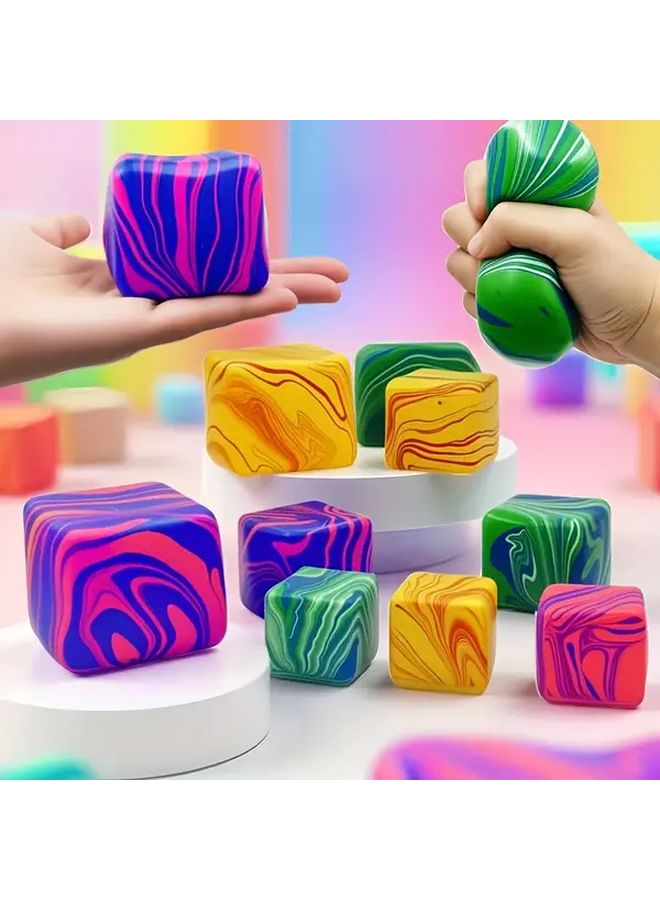 Large Purple Sensory Squeeze Cube Fluid Ice Toy for Kids Adults Soft Durable TPR Rotating Fidget - Image 5
