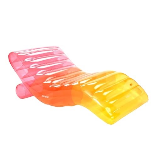 FUNBOY Giant Inflatable Luxury Clear Rainbow Chaise Lounger, Chair Pool Float for Adults, Perfect for a Summer Pool Party - Image 1