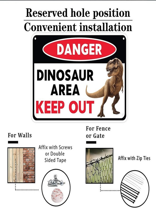 Funnysign Boys Dinosaur Gifts Vintage Dinosaur Sign Danger Dinosaur Area Tin Sign for Boys Room Dino Room Nursery Room Decor 8 x 12 inches (3822) - Image 3