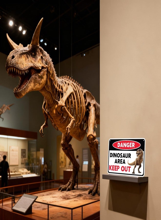 Funnysign Boys Dinosaur Gifts Vintage Dinosaur Sign Danger Dinosaur Area Tin Sign for Boys Room Dino Room Nursery Room Decor 8 x 12 inches (3822) - Image 5