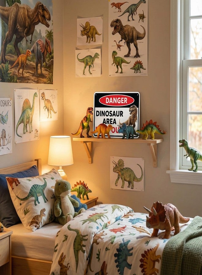 Funnysign Boys Dinosaur Gifts Vintage Dinosaur Sign Danger Dinosaur Area Tin Sign for Boys Room Dino Room Nursery Room Decor 8 x 12 inches (3822) - Image 4