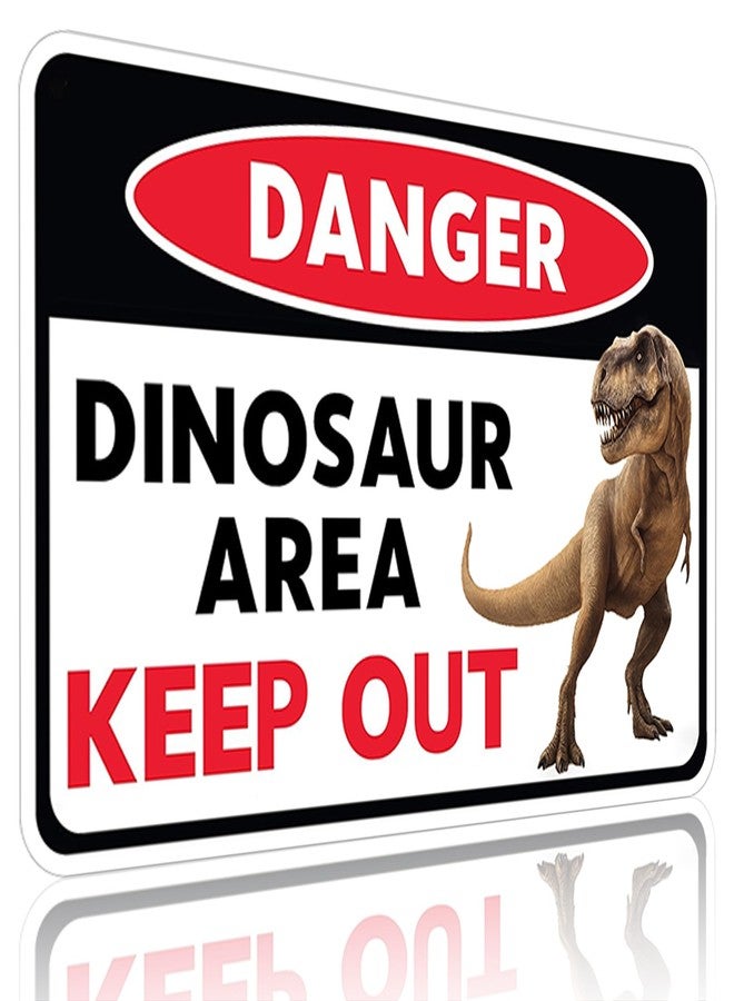 Funnysign Boys Dinosaur Gifts Vintage Dinosaur Sign Danger Dinosaur Area Tin Sign for Boys Room Dino Room Nursery Room Decor 8 x 12 inches (3822) - Image 1