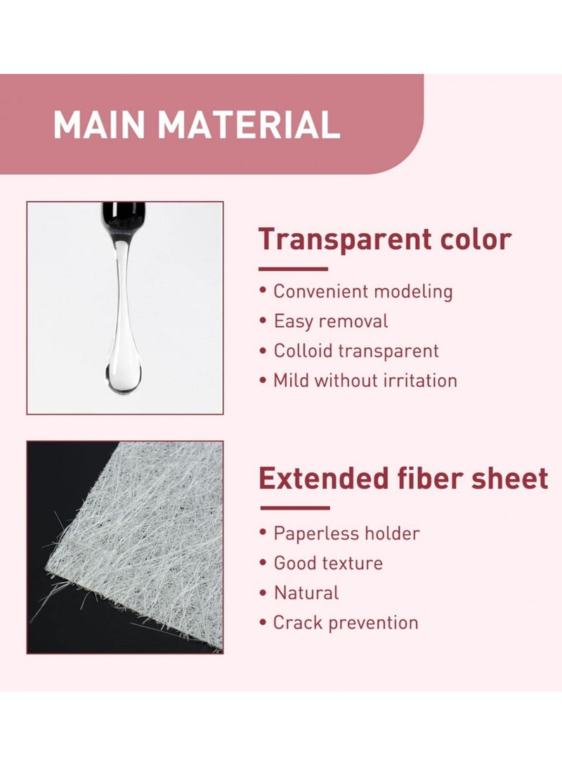 Excefore Nail Extension Kit Magical Silk Extension Gel with Fiberglass Nail Wrap Form Quickly & Easily Extension Repair Natural Look Nail Art, Complete Nail Art Solution - Image 3