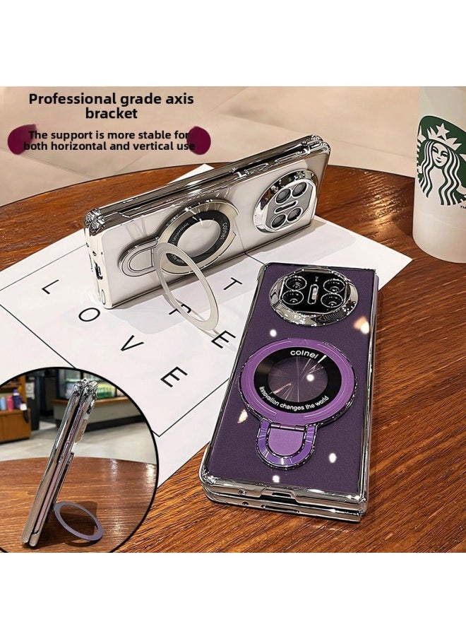 Generic - Magnetic Bracket Suitable For Huawei Matex5 Mobile Phone Case Matex3 Lens Full Coverage Drop-resistant X5 Transparent Advanced For Huawei Folding Screen Mate X5 High-end Ultra-thin Collection Edition Case For Men And Women-Color:[transparent Silver Cover White Machine] Non-sensory Bracket★Restore Bare Metal★Translucent And Not Yellow-Applicable Models:For Huawei Mate X5 Collector's Edition - Image 1