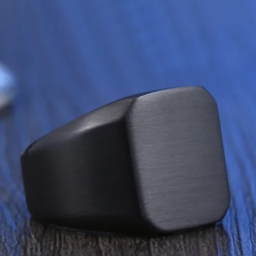 شافين Matte Black Men's Steel Ring Dr98