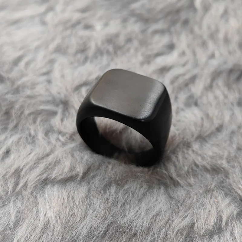 شافين Matte Black Men's Steel Ring Dr98
