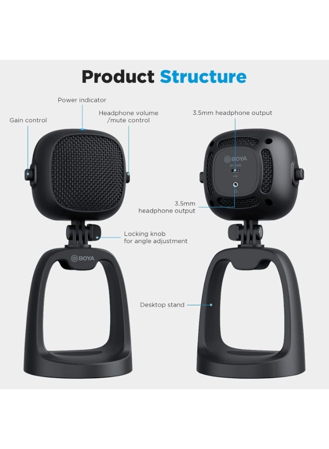BOYA USB Computer Microphone for Live Streaming Gaming Condenser Podcast Asmr Mic for Studio Music Recording Video Voice Over for PC Windows Mac Laptop Desktop Phones YouTube by-CM6 - Image 2