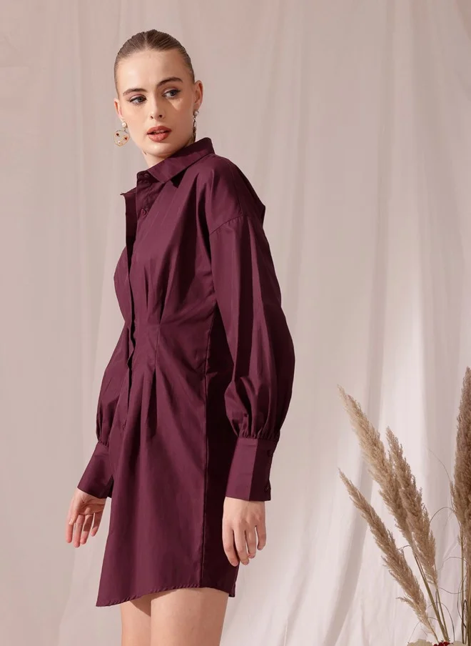 STREET 9 Shirt Dress in Maroon for Women