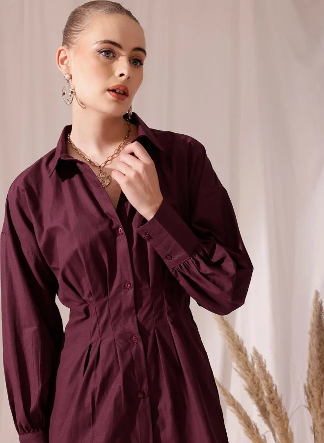 STREET 9 Shirt Dress in Maroon for Women