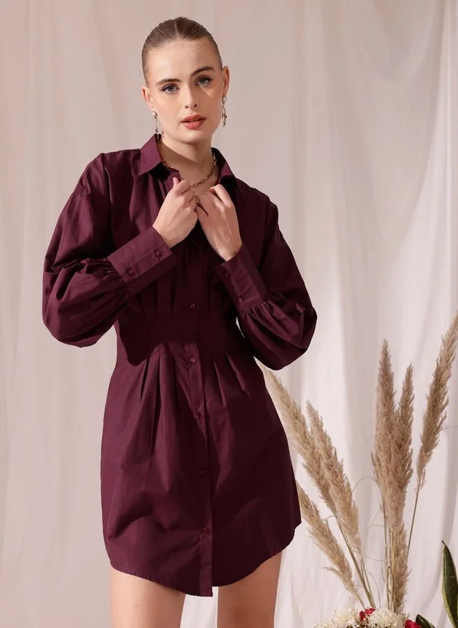 STREET 9 Shirt Dress in Maroon for Women