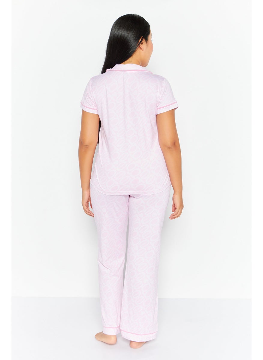 bebe - Women 2 Pcs Brand Logo Top And Bottom Pajama Set, Pink - Image 1