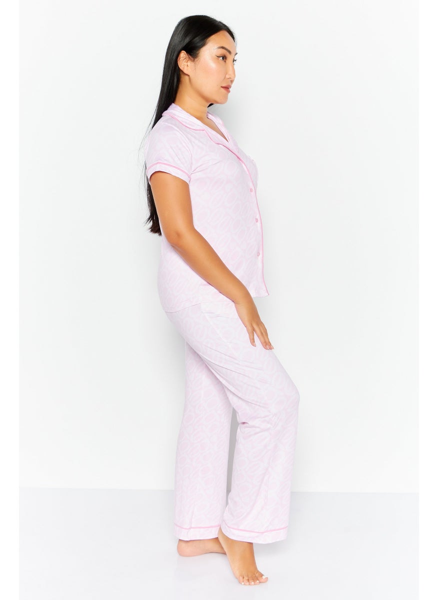 bebe - Women 2 Pcs Brand Logo Top And Bottom Pajama Set, Pink - Image 1