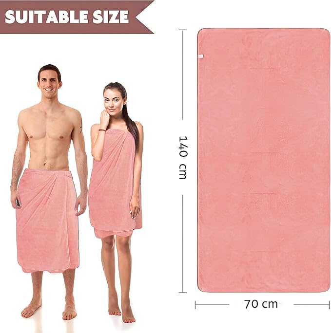 Comforic Microfiber Towels for Bath Large Size | Bath Towel for Men & Women | Ultra Soft, Absorbent, Lightweight, Quick Dry Towel for Bath, Beach, Travel, Gym | 70x140 cm – Pack of 2 (Grey/Pink) - Image 2