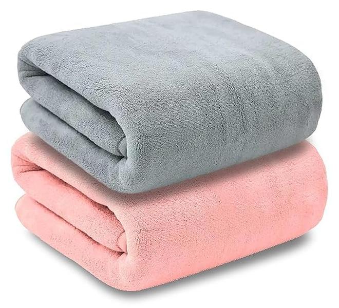Comforic Microfiber Towels for Bath Large Size | Bath Towel for Men & Women | Ultra Soft, Absorbent, Lightweight, Quick Dry Towel for Bath, Beach, Travel, Gym | 70x140 cm – Pack of 2 (Grey/Pink) - Image 1