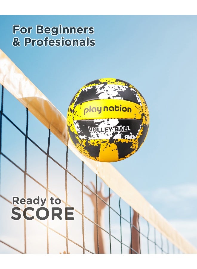 PlayNation Play Nation Volleyball, Durable, Lightweight, Ideal For Beginners, Long Lasting, 5 Years+, 20.8 cm, Size 4 - Black And Yellow - Image 2