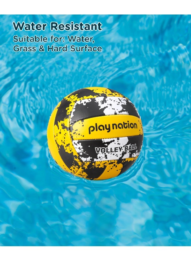 PlayNation Play Nation Volleyball, Durable, Lightweight, Ideal For Beginners, Long Lasting, 5 Years+, 20.8 cm, Size 4 - Black And Yellow - Image 4