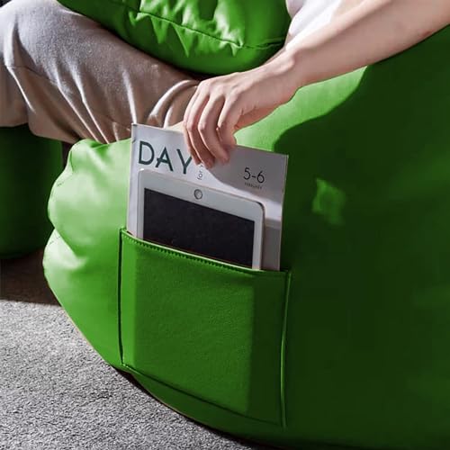 ink craft Bean Bag Cover with Footrest and Cushion (Without Filling) 3 Pcs Combo Set Faux Leather Sturdy Construction for Adults Teenagers Kids Indoor Use (Green) - Image 2