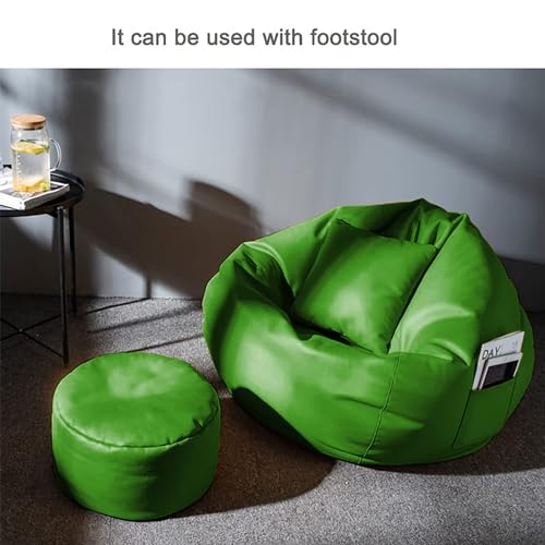 ink craft Bean Bag Cover with Footrest and Cushion (Without Filling) 3 Pcs Combo Set Faux Leather Sturdy Construction for Adults Teenagers Kids Indoor Use (Green) - Image 3