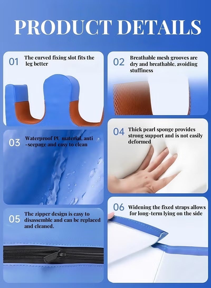 KORAX Patient Turning Device Turnover Device Waterproof Detachable PU Leather Turning Pillow Lift Assist Nursing Help The for Bedridden Elderly Patients Products Blue - Image 2