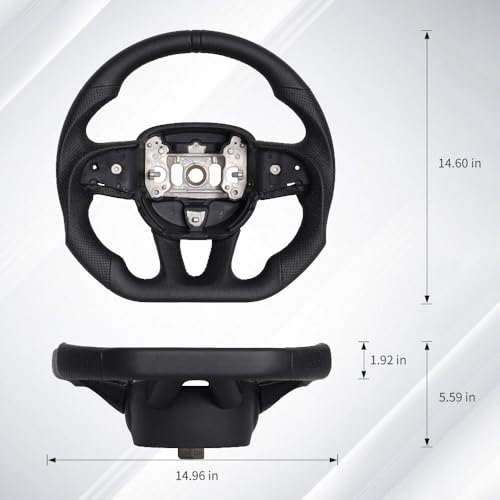 JIANGGAI Full Leather Steering Wheel, D-shaped Perfoated Leather Grip Steering Wheel Fit For Dodge Challenger/Charger/HellCat/Durango/Jeep Grand Cherokee SRT 2015+ - Image 3
