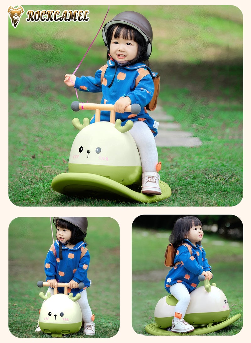 ROCKCAMEL Baby Rocking Horse for Kids 1-3 Years, 3-in-1 Kids Ride on Toy with Balance Board, 4  360° Swivel Wheels, Lightweight Body with Rounded Edges for Safe Indoor Outdoor Play, Green - Image 3