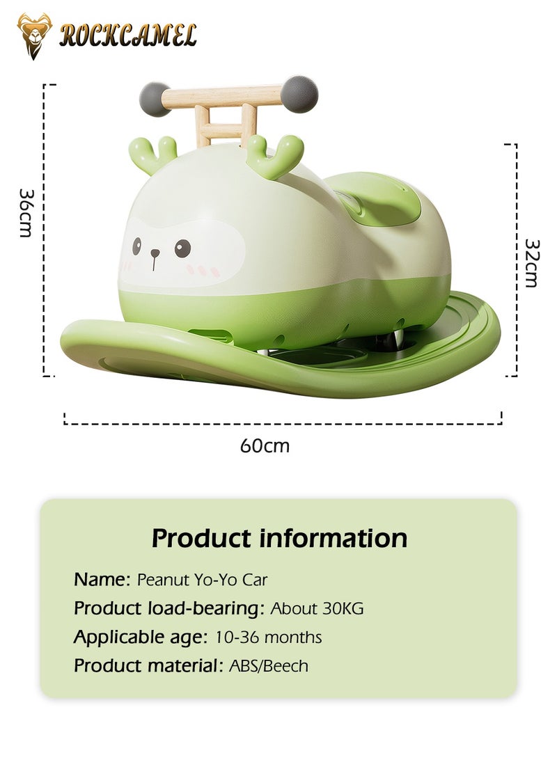 ROCKCAMEL Baby Rocking Horse for Kids 1-3 Years, 3-in-1 Kids Ride on Toy with Balance Board, 4  360° Swivel Wheels, Lightweight Body with Rounded Edges for Safe Indoor Outdoor Play, Green - Image 5