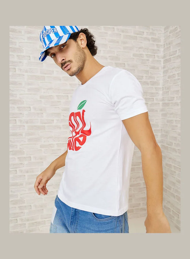 Styli Pack of 2 - Slogan Print Regular Fit T-shirt