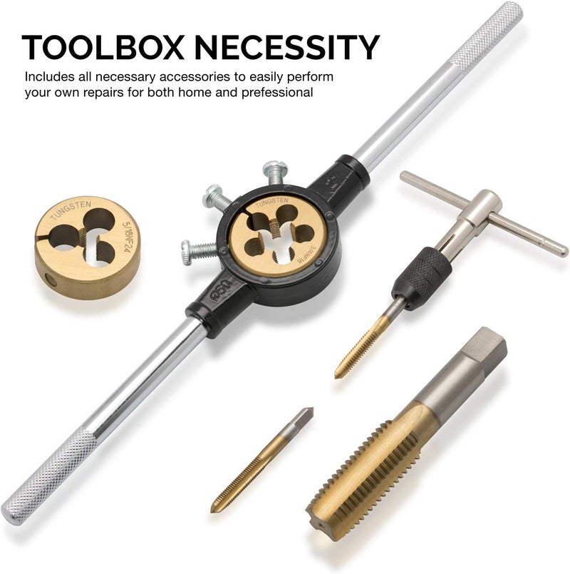 NEIKO 00916A Pro-Grade Large-Diameter Titanium SAE Tap and Die Set - 45-Piece High-Quality Thread-Repair Kit - Image 3
