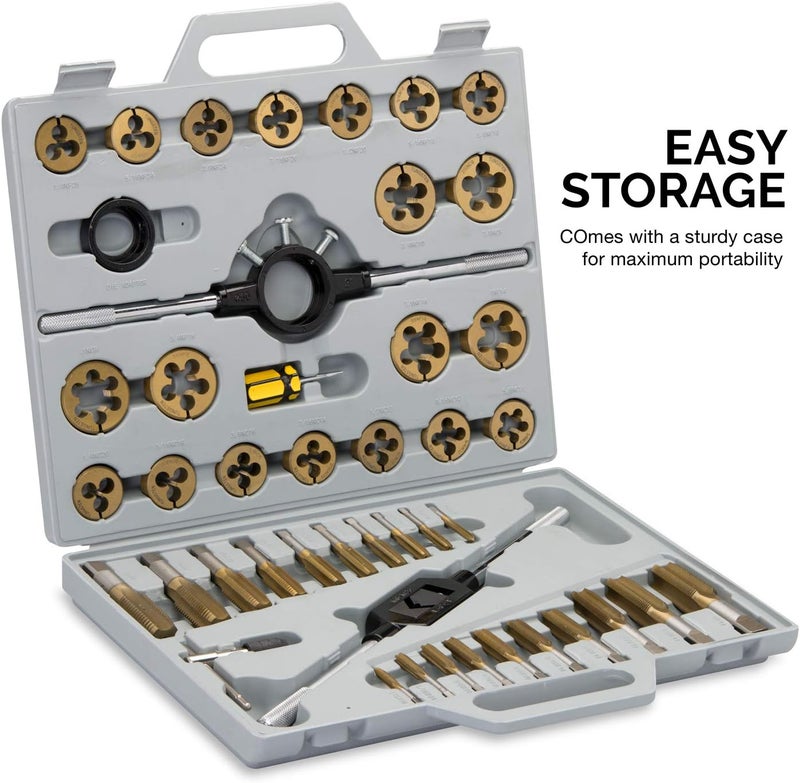 NEIKO 00916A Pro-Grade Large-Diameter Titanium SAE Tap and Die Set - 45-Piece High-Quality Thread-Repair Kit - Image 4