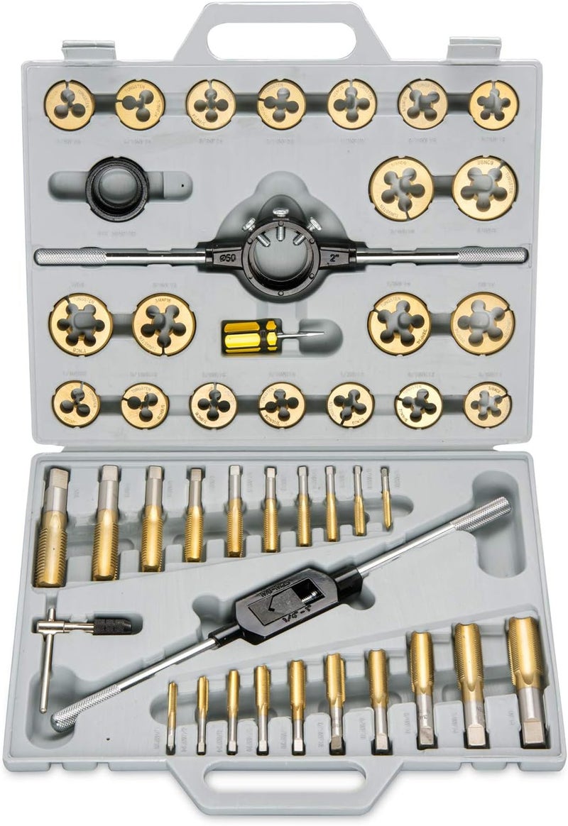 NEIKO 00916A Pro-Grade Large-Diameter Titanium SAE Tap and Die Set - 45-Piece High-Quality Thread-Repair Kit - Image 1