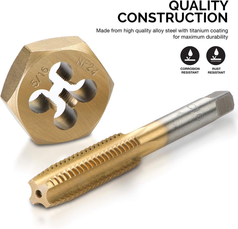 NEIKO 00916A Pro-Grade Large-Diameter Titanium SAE Tap and Die Set - 45-Piece High-Quality Thread-Repair Kit - Image 2