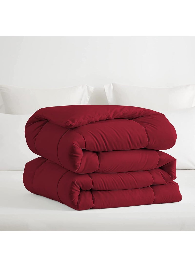 Grace Linen Grace Linen Winter Comforter King Size 300 GSM Comforter for Winter Blanket Soft Microfiber Soft Luxury Design DuvetBlanket King Size 90X106 Burgundy Color  - Image 1