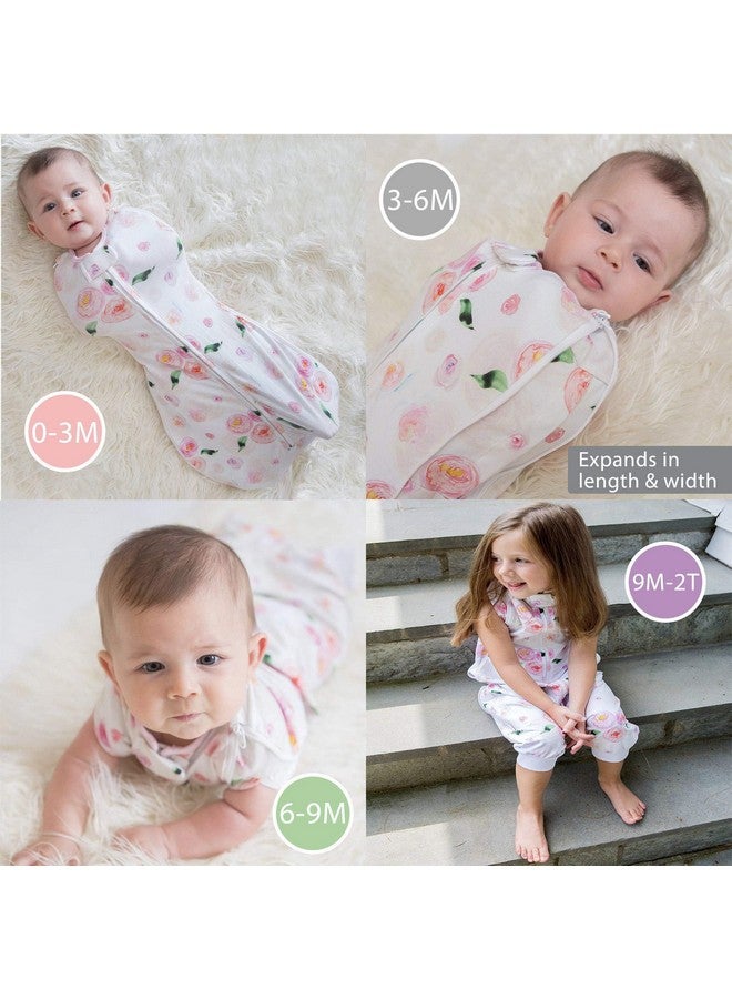 Woombie Grow with Me Baby Swaddle with Leggies, Watercolor Roses, 0-9 Months - Image 3
