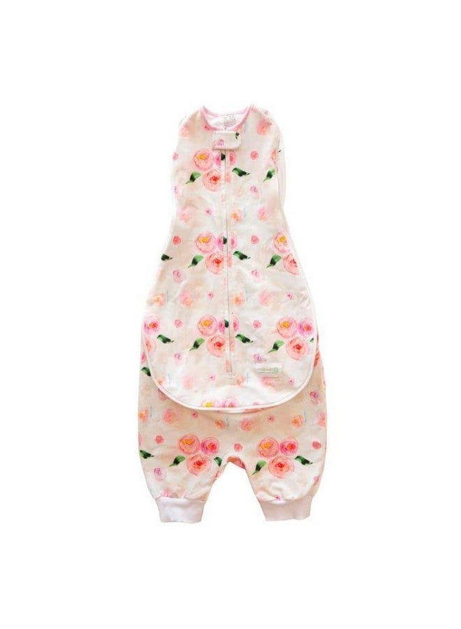 Woombie Grow with Me Baby Swaddle with Leggies, Watercolor Roses, 0-9 Months - Image 1