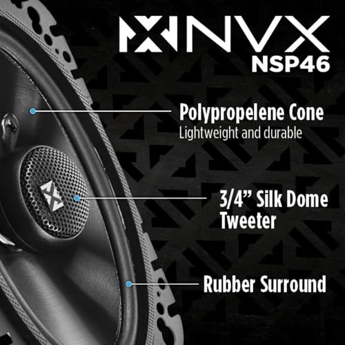 NVX® NSP46 4x6 Car Speakers, 300W Max, 100W RMS, 2-Way Coaxial w/Silk Dome Tweeters & Built-in X-Overs, Easy to Install in Cars/Trucks/Doors (Pair) - Image 2