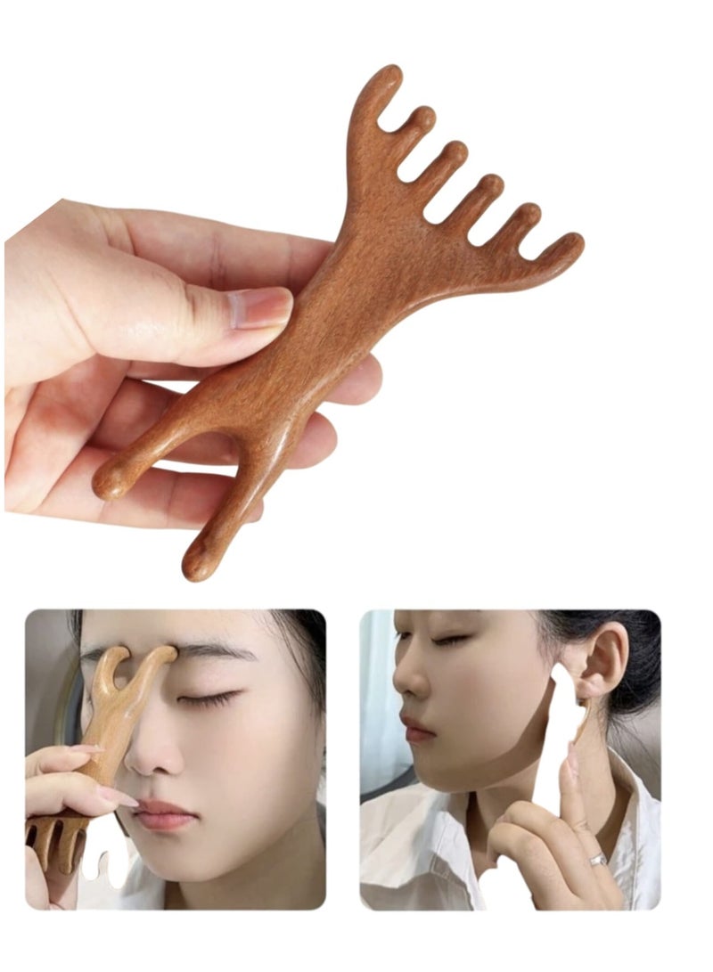 إسكدنيا قطعة مشط تدليك الوجه الخشبي العطري أداة تدليك الوجه - Image 1