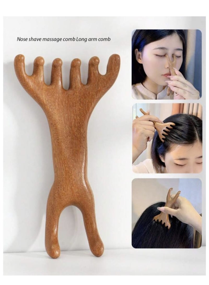إسكدنيا قطعة مشط تدليك الوجه الخشبي العطري أداة تدليك الوجه - Image 4