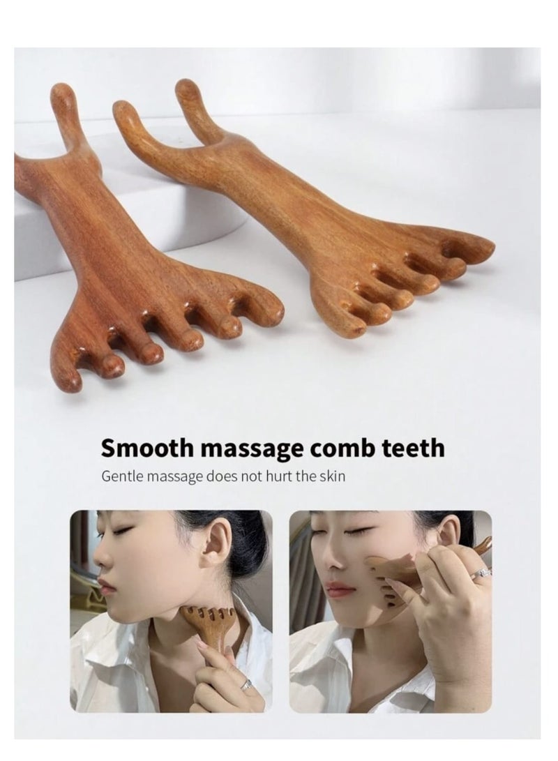 إسكدنيا قطعة مشط تدليك الوجه الخشبي العطري أداة تدليك الوجه - Image 5