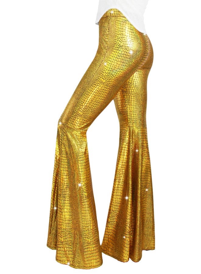 Nawgut Womens Sequin Flare Pant Sparkly High Waisted Leg Bell Bottom Glitter Trousers Night Out Clubwear-XX-Large - Image 1