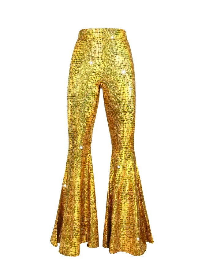 Nawgut Womens Sequin Flare Pant Sparkly High Waisted Leg Bell Bottom Glitter Trousers Night Out Clubwear-XX-Large - Image 3